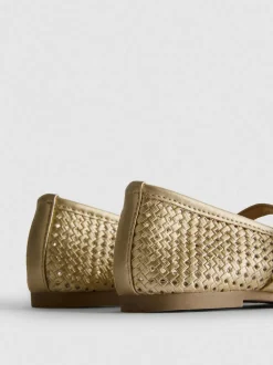 Mary Jane-Ballerinas in Metallic-Optik