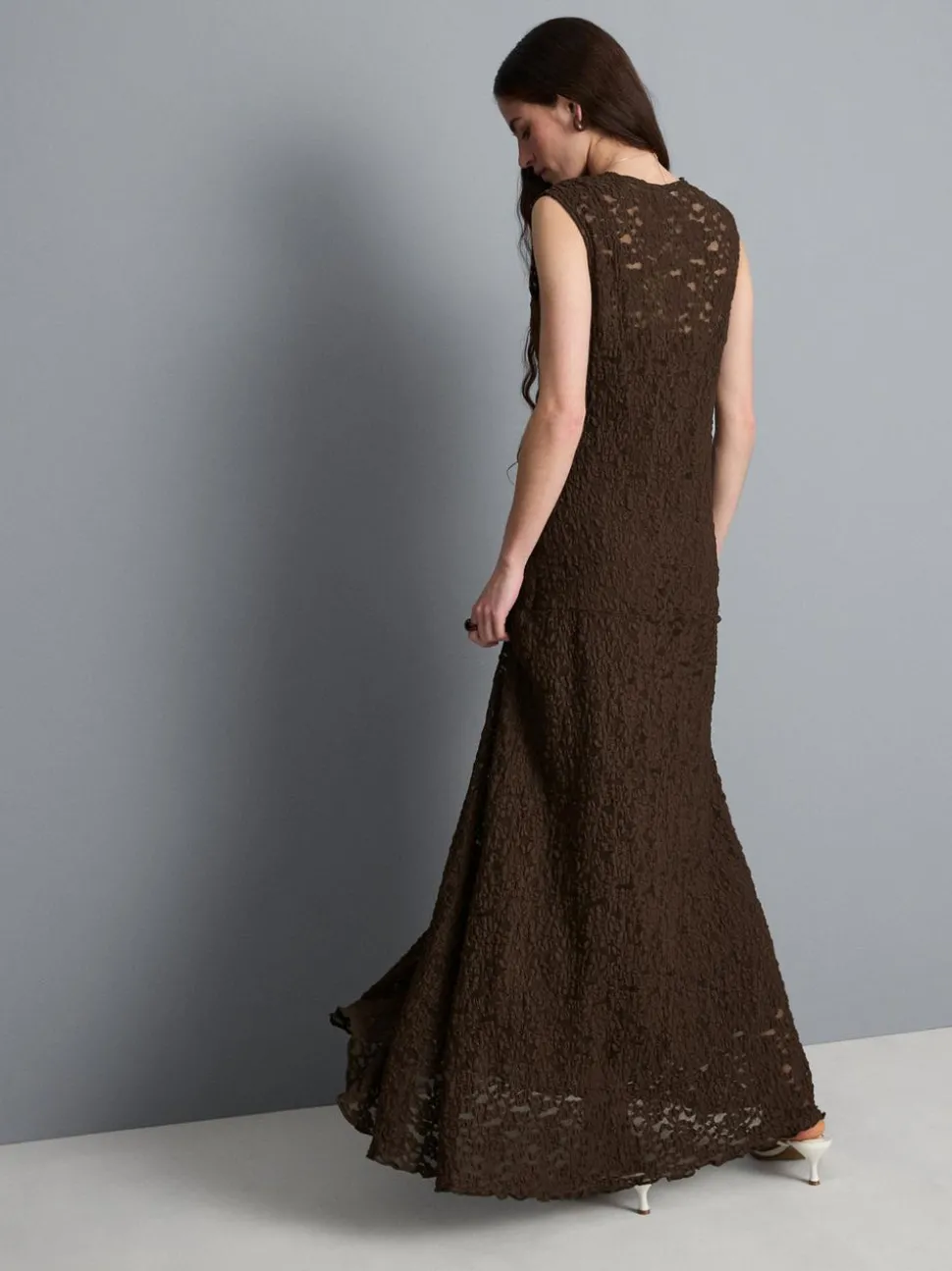 Maxikleid mit Stretchanteil und Spitze
