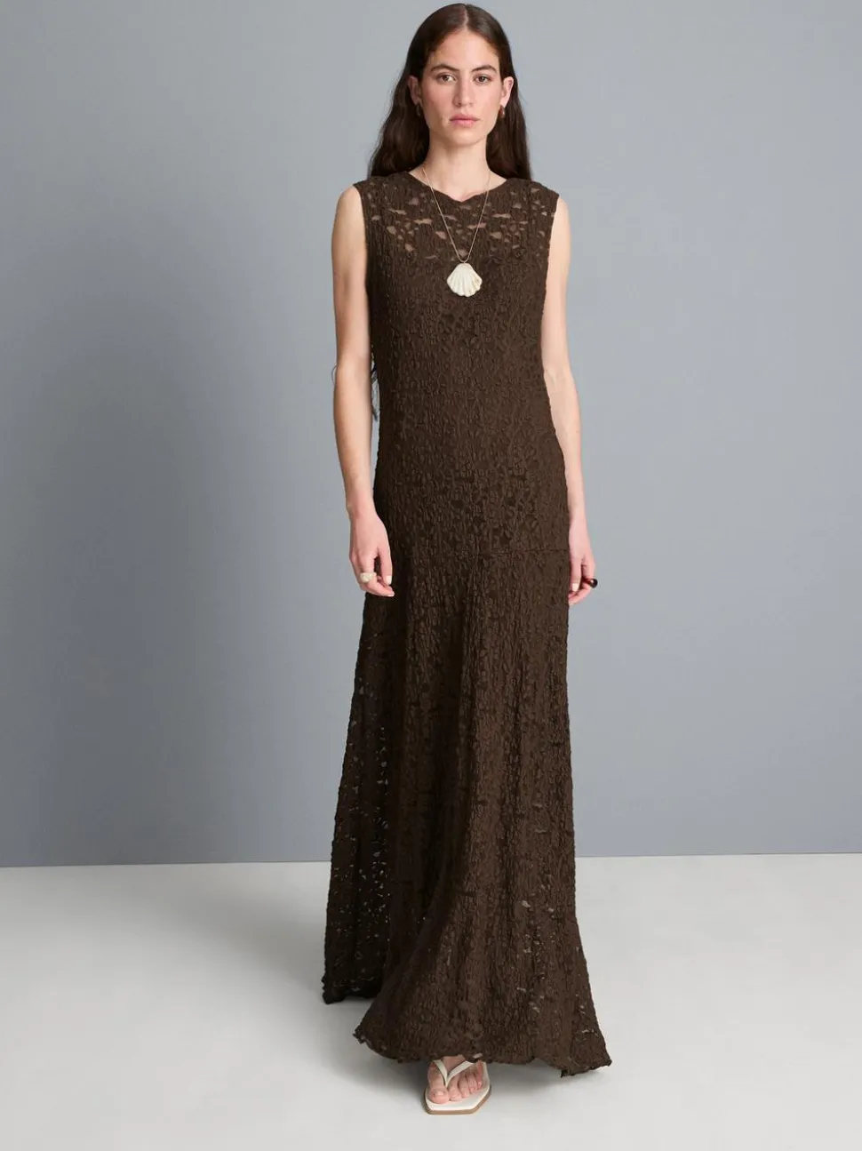 Maxikleid mit Stretchanteil und Spitze