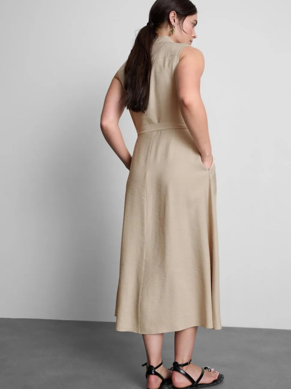 Midi-Blusenkleid mit Gürtel