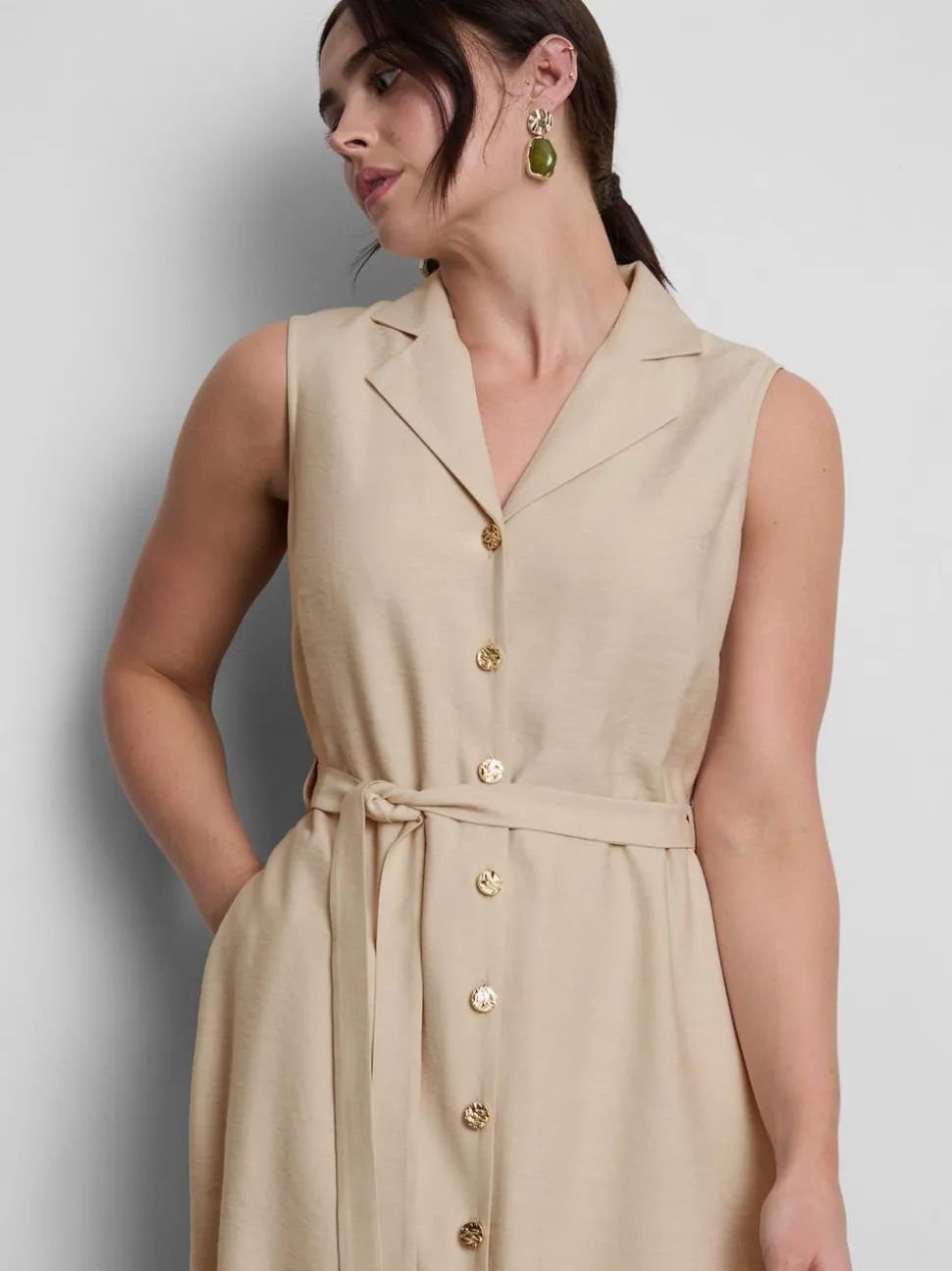 Midi-Blusenkleid mit Gürtel