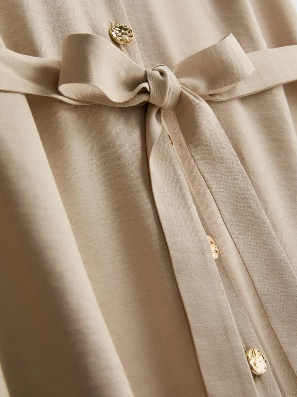Midi-Blusenkleid mit Gürtel
