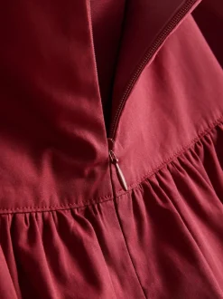 Midirock aus Baumwollpopeline mit tiefer Taille