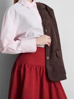 Midirock aus Baumwollpopeline mit tiefer Taille