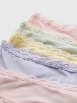 Mikrofaser-Tangas mit Spitzenbesatz, 5er-Pack