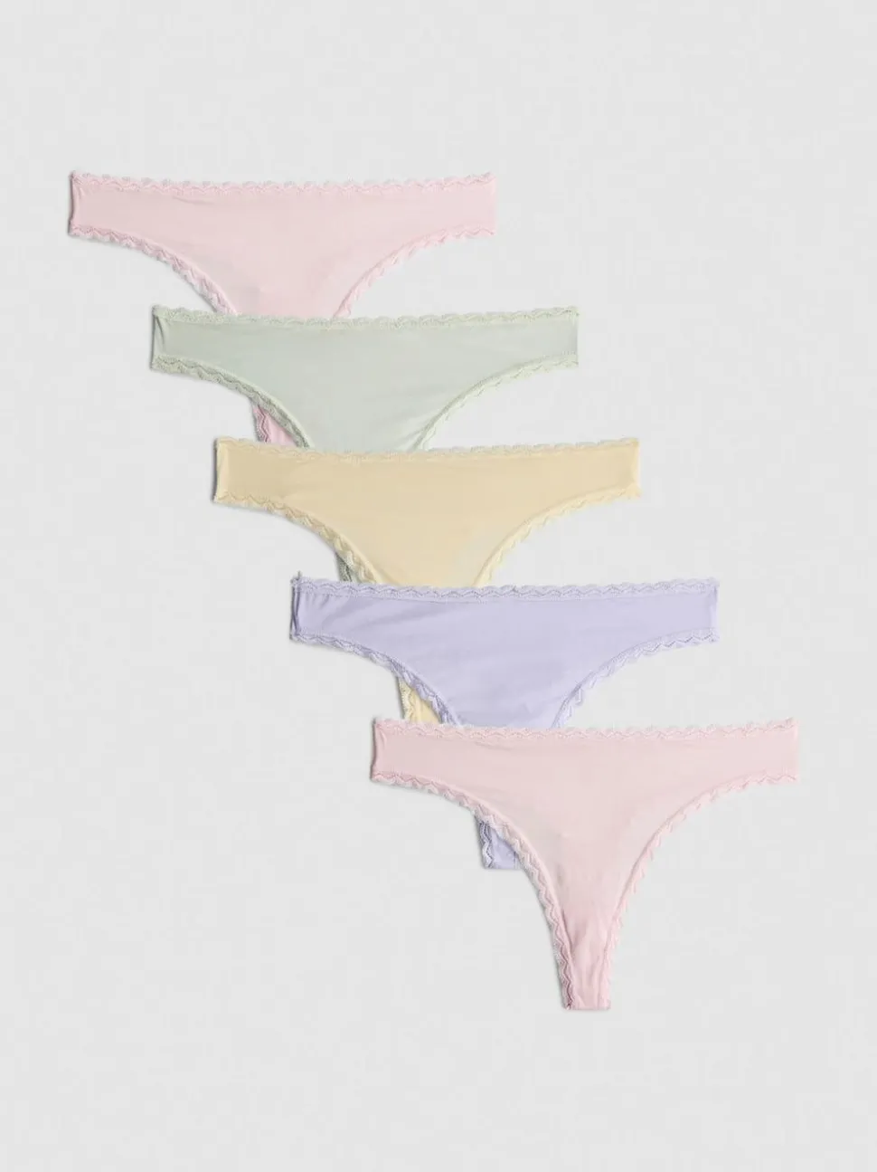 Mikrofaser-Tangas mit Spitzenbesatz, 5er-Pack