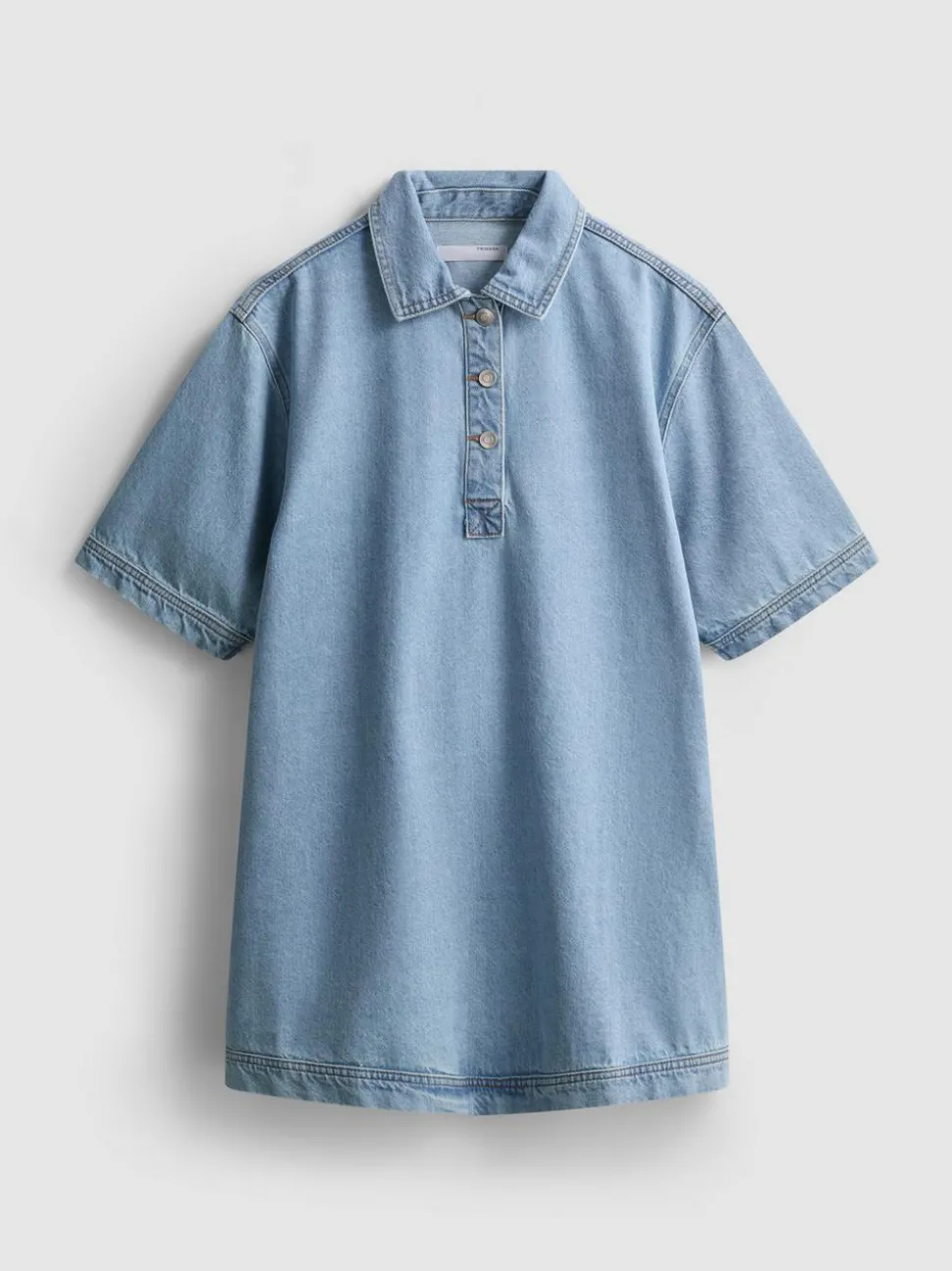 Mini-Etuikleid aus Baumwoll-Denim mit Kragen