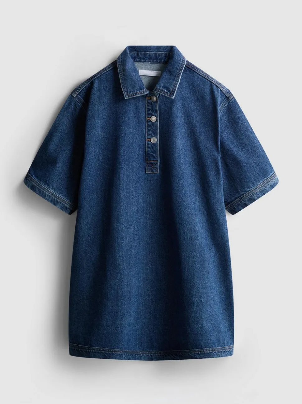 Mini-Etuikleid aus Baumwoll-Denim mit Kragen