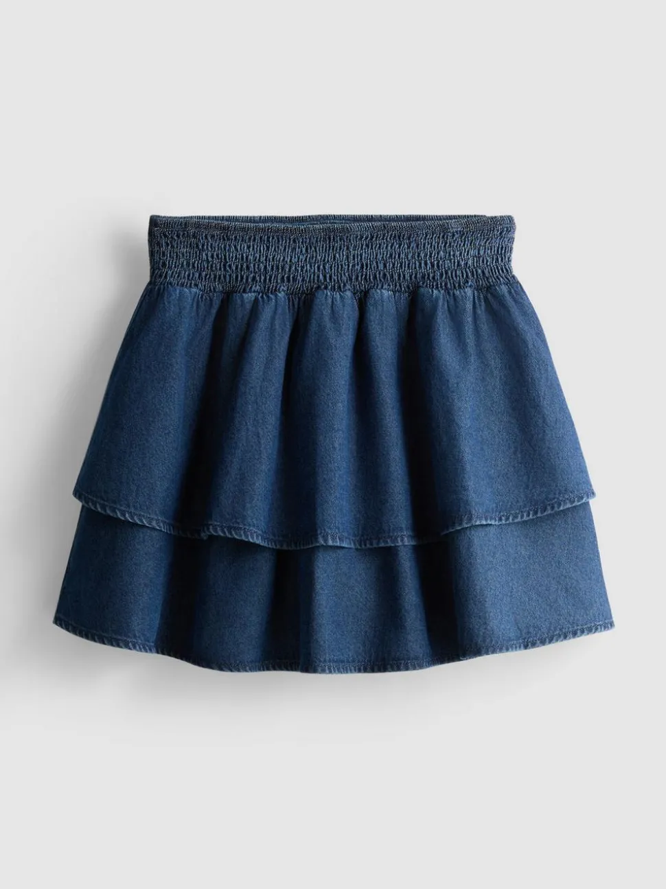 Minirock aus Baumwoll-Denim mit Rüschen