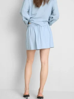 Mini-Skort aus Leinengemisch seitlich zum Binden