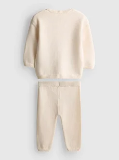 0–18 Monate | Cardigan mit Stickerei und Leggings aus reiner Baumwolle für Neugeborene