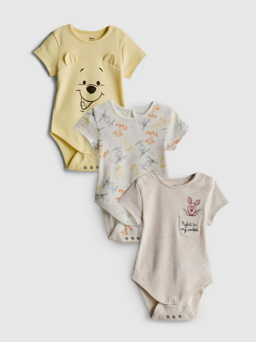 0–18 Monate | „Disney Winnie Puuh“ Mitwachs-Bodys für Neugeborene, 3er-Pack