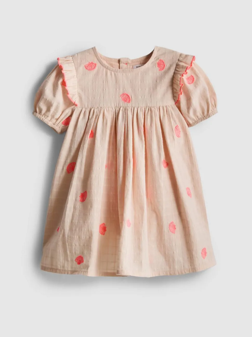 0–18 Monate | Gesmoktes Kleid mit Muschelstickerei für Neugeborene