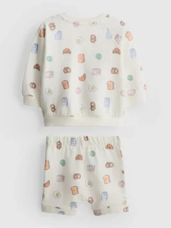 0–18 Monate | Sweatshirt und Shorts mit Food-Grafiken