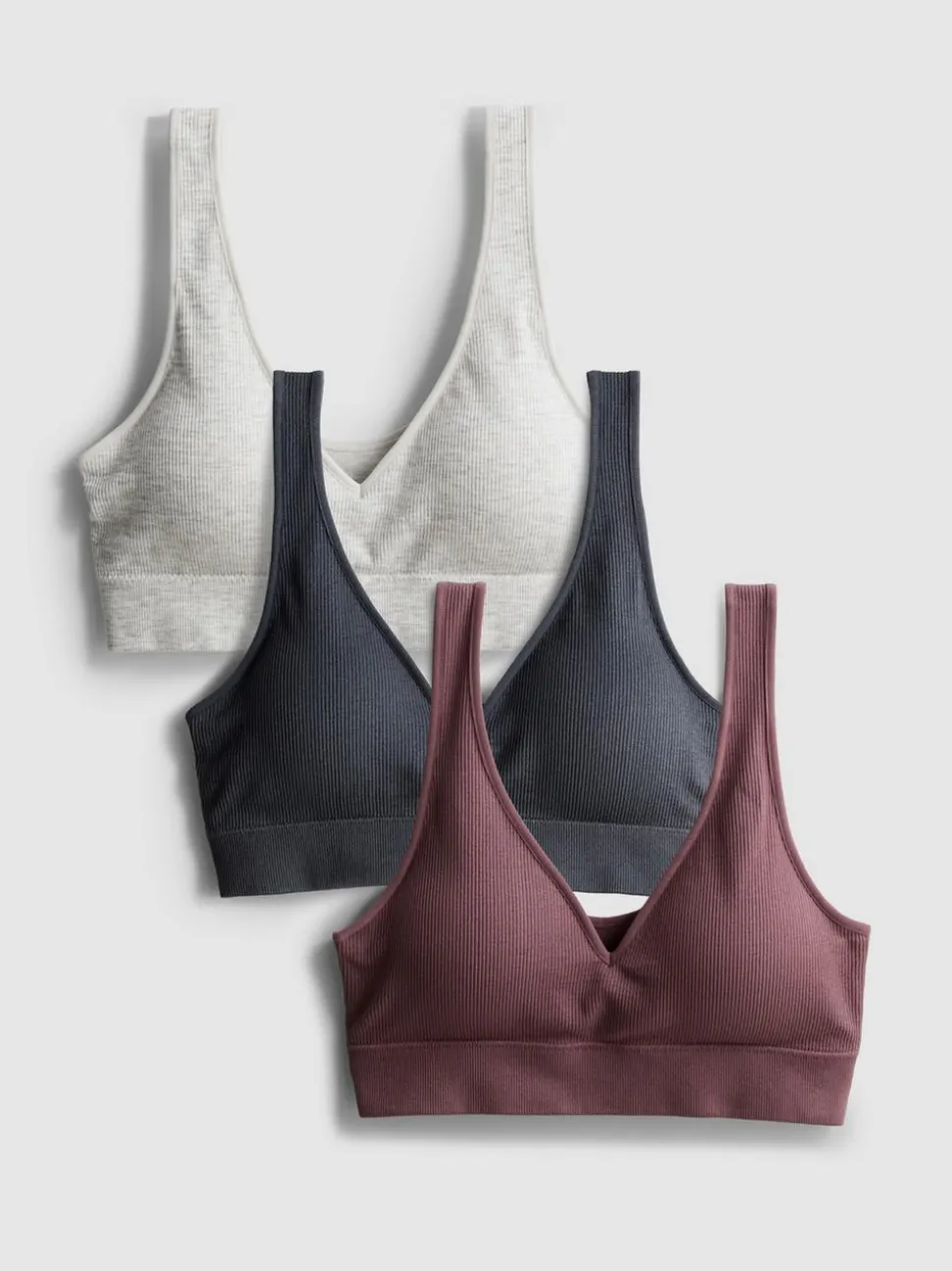 Nahtlose Bralette-BHs mit V-Ausschnitt, 3er-Pack
