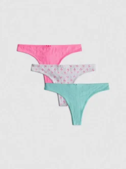 Nahtlose Pointelle-Tangas, 3er-Pack