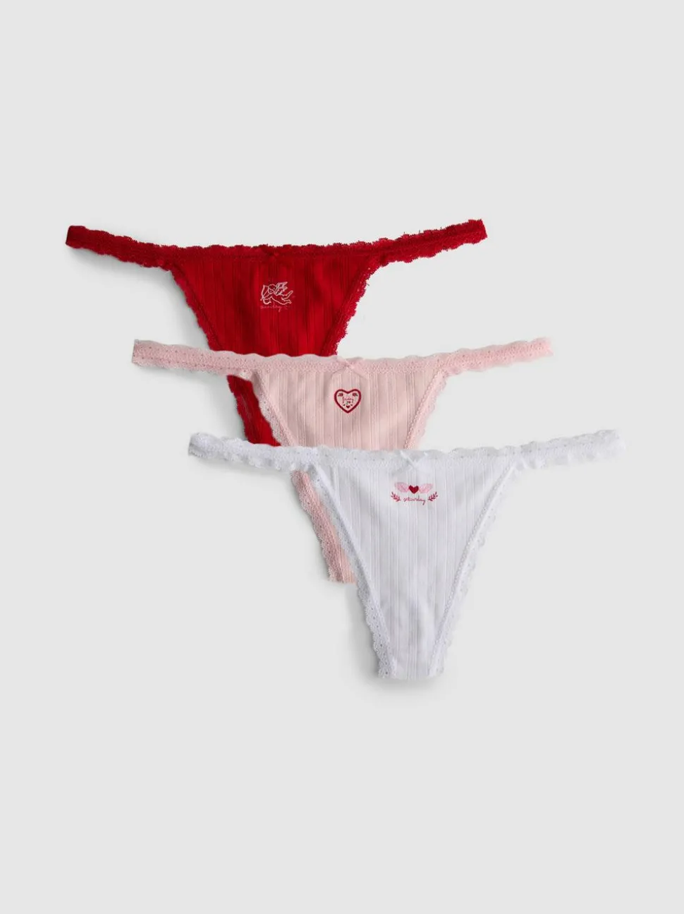 Nahtlose Valentinstags-Stringtangas, 3er-Pack