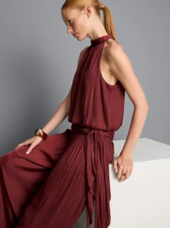 Neckholder-Bluse mit Ballonsaum
