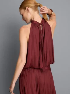 Neckholder-Bluse mit Ballonsaum