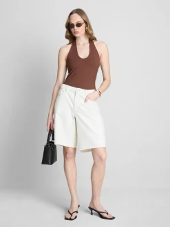 Neckholder-Top mit hohem Baumwollanteil