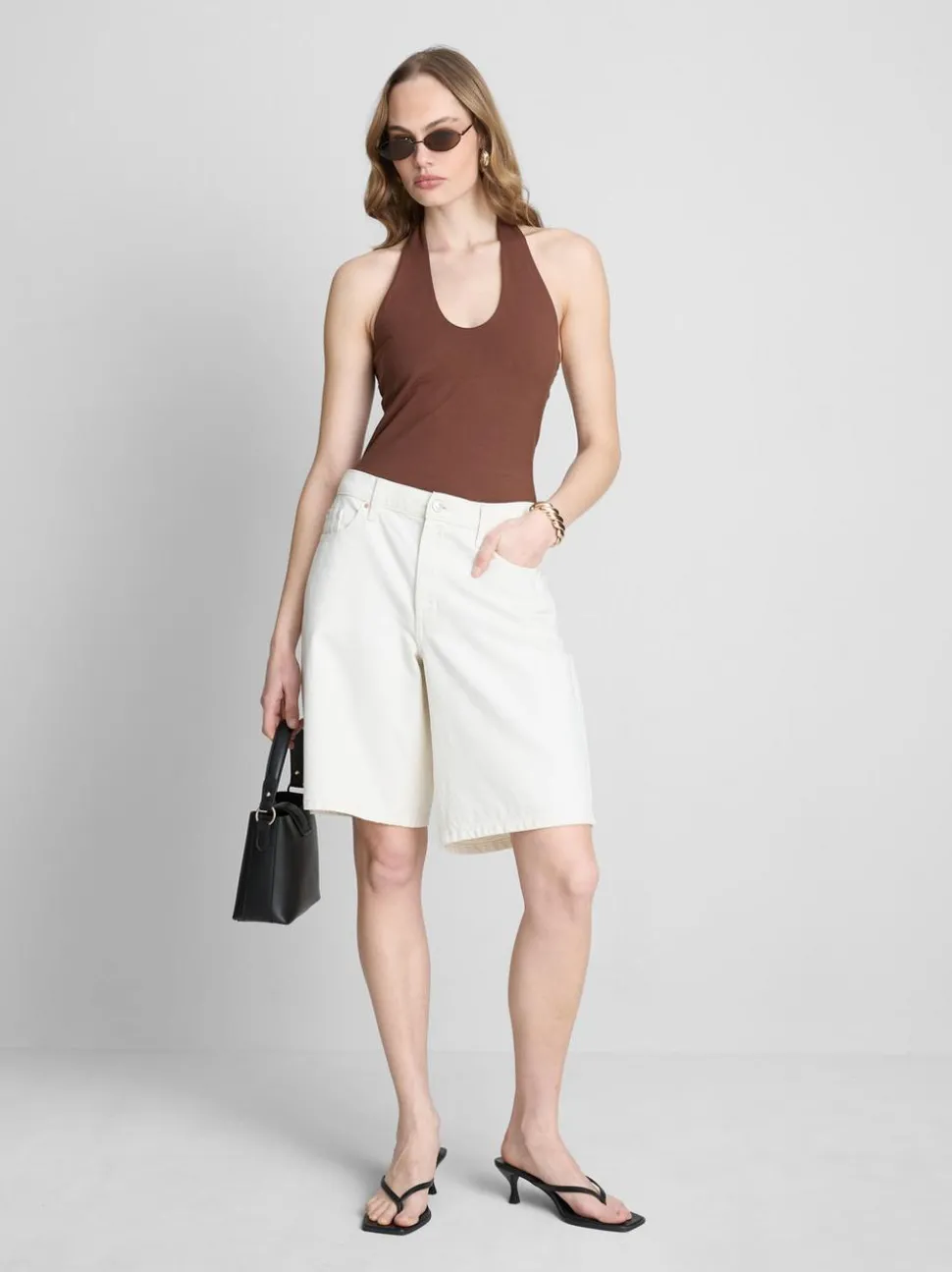Neckholder-Top mit hohem Baumwollanteil