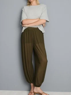Netzstoff-Jerseyhose mit Bündchen
