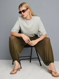 Netzstoff-Jerseyhose mit Bündchen
