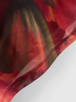 Netzstoff-Maxirock mit Blumenmuster
