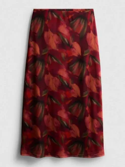 Netzstoff-Maxirock mit Blumenmuster
