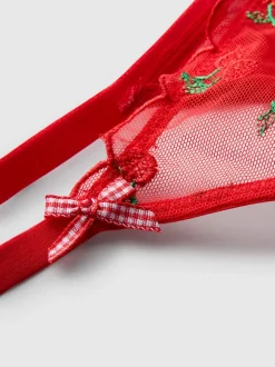 Netzstoff-Unterwäscheset mit Kirsch-Stickerei