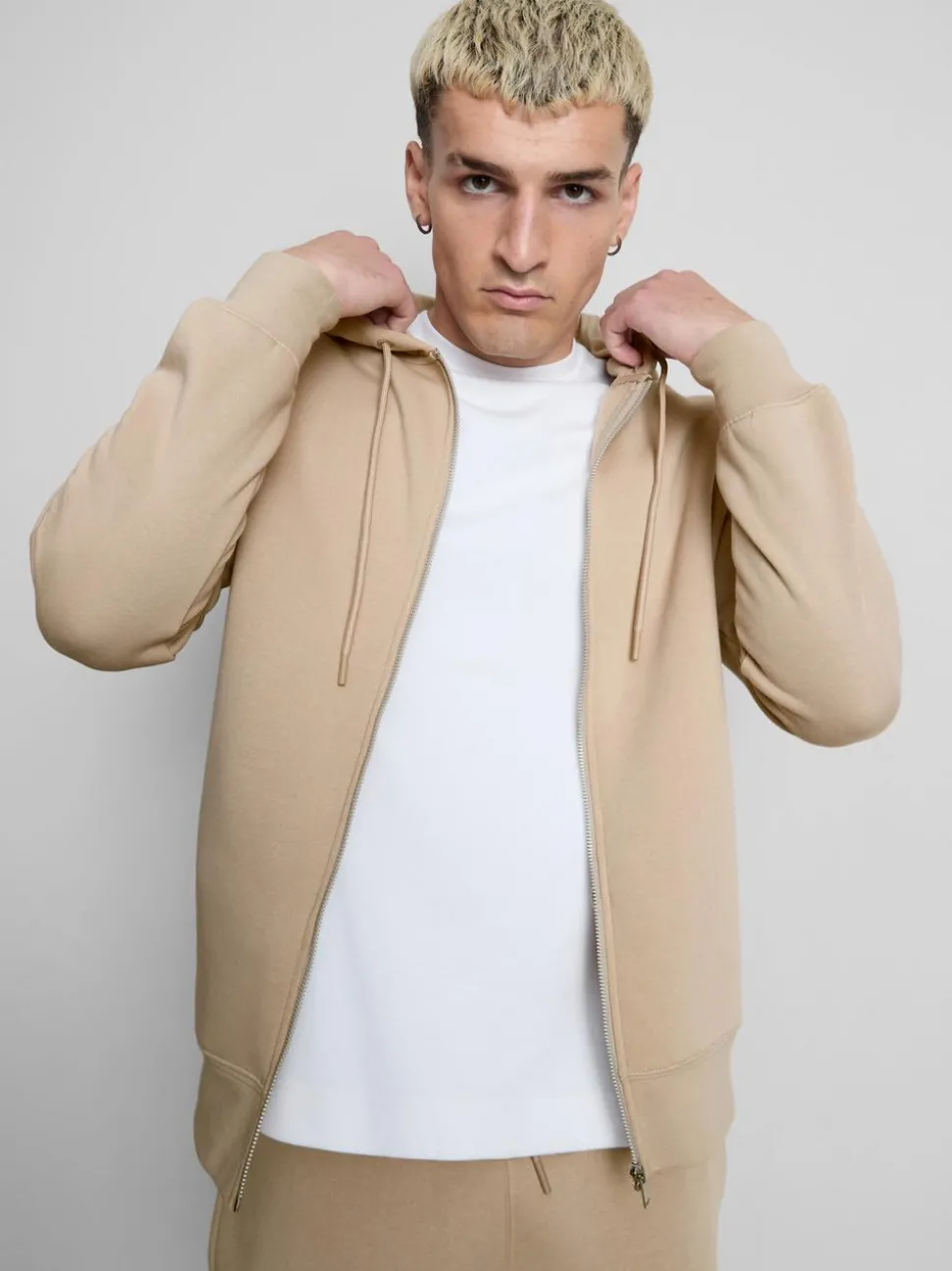 Oversized-Hoodie aus Baumwollmischung mit Reißverschluss