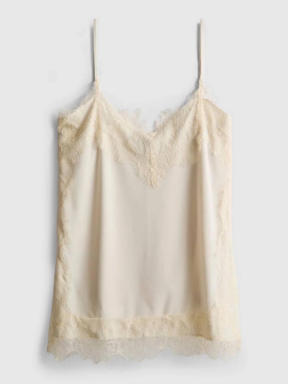 „Paula Echevarría“ Satin-Trägertop mit Spitzenbesatz