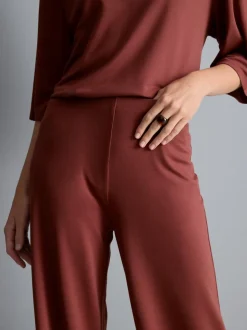 Plissierte Jerseyhose mit weitem Bein
