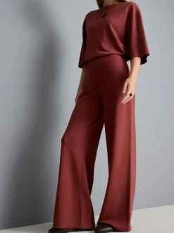 Plissierte Jerseyhose mit weitem Bein
