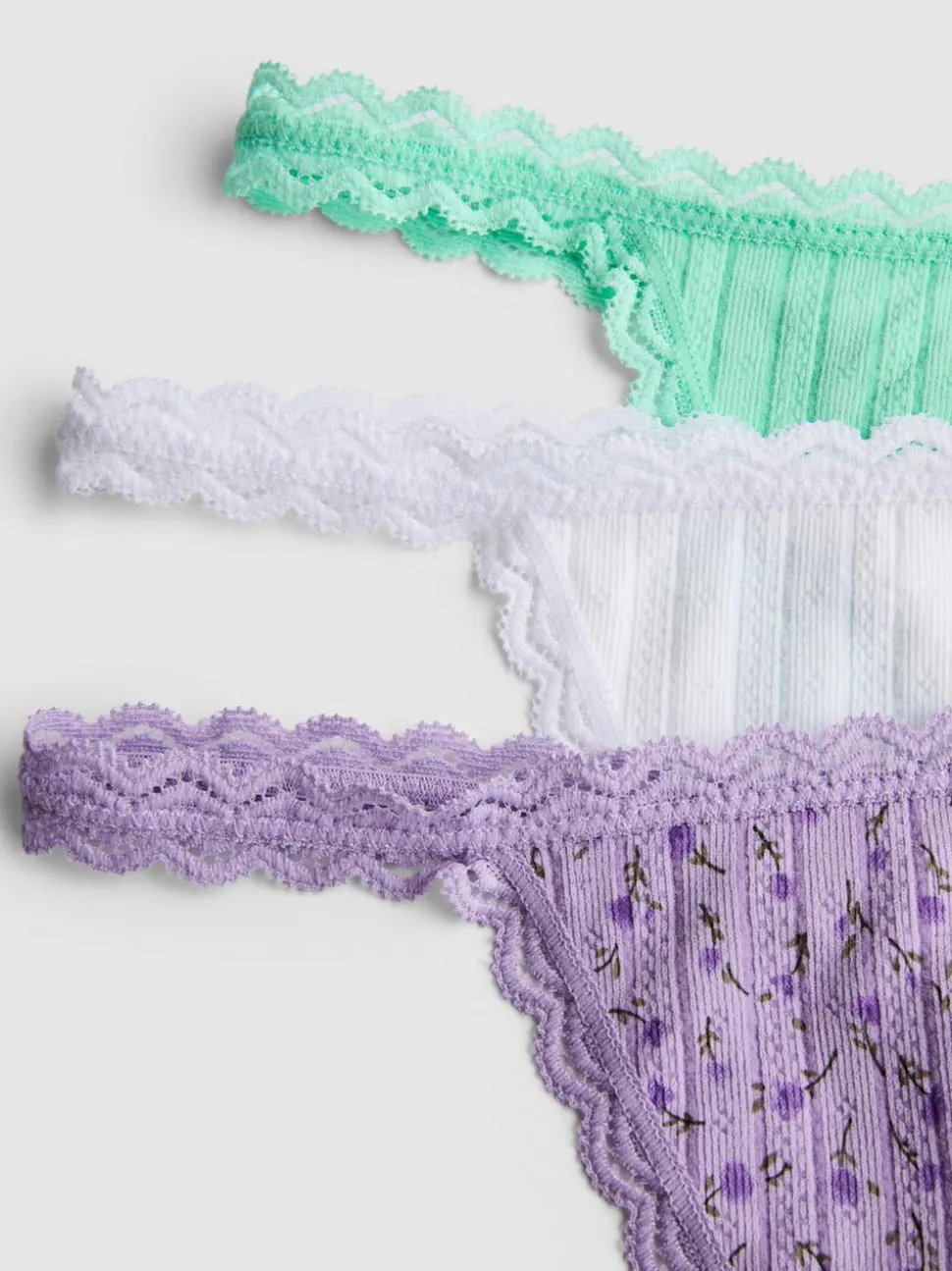 Pointelle-Stringtangas, 3er-Pack