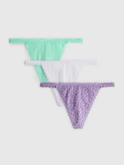 Pointelle-Stringtangas, 3er-Pack