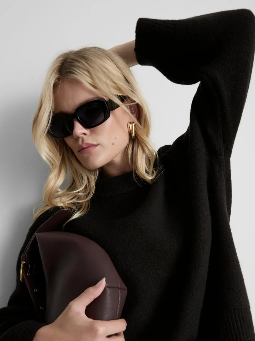 Pullover aus Wollgemisch mit Rundhalsausschnitt im Oversized-Look
