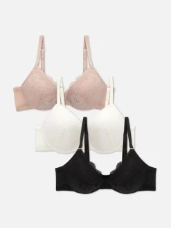 Push-up-BHs mit floraler Spitze, 3er-Pack