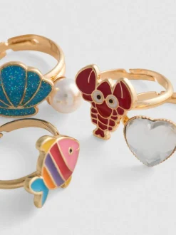 Ringe mit Meeresmotiven, 5er-Pack