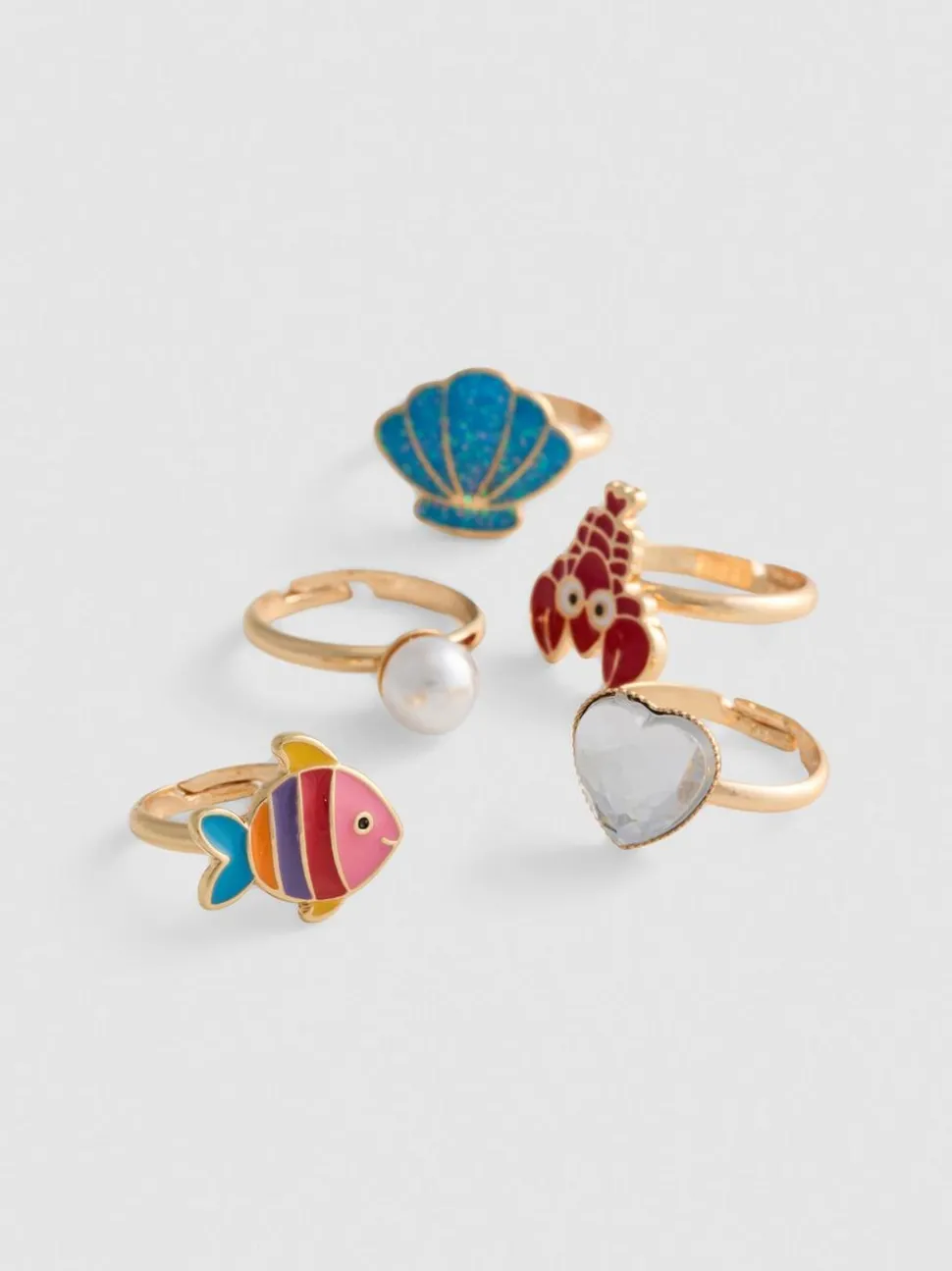 Ringe mit Meeresmotiven, 5er-Pack