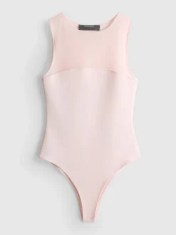Ärmelloser Body mit Netzeinsatz