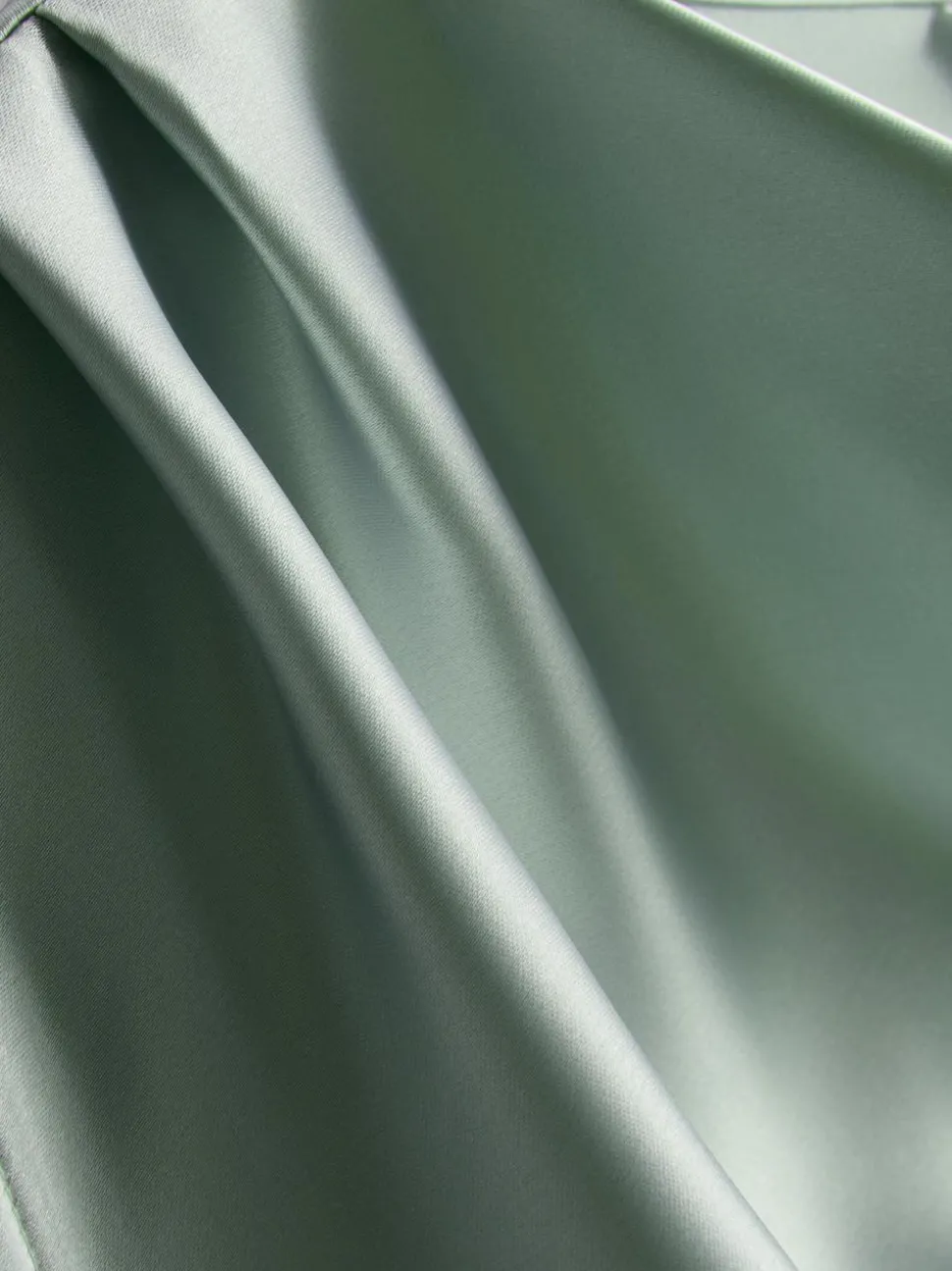 Satin-Bluse mit Wasserfallausschnitt