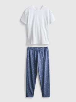 Schlafanzug mit T-Shirt und Hose mit Vichykaros
