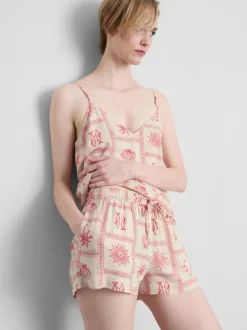 Schlafanzugshorts mit Kordelzug und Kachel-Print