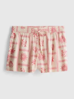 Schlafanzugshorts mit Kordelzug und Kachel-Print