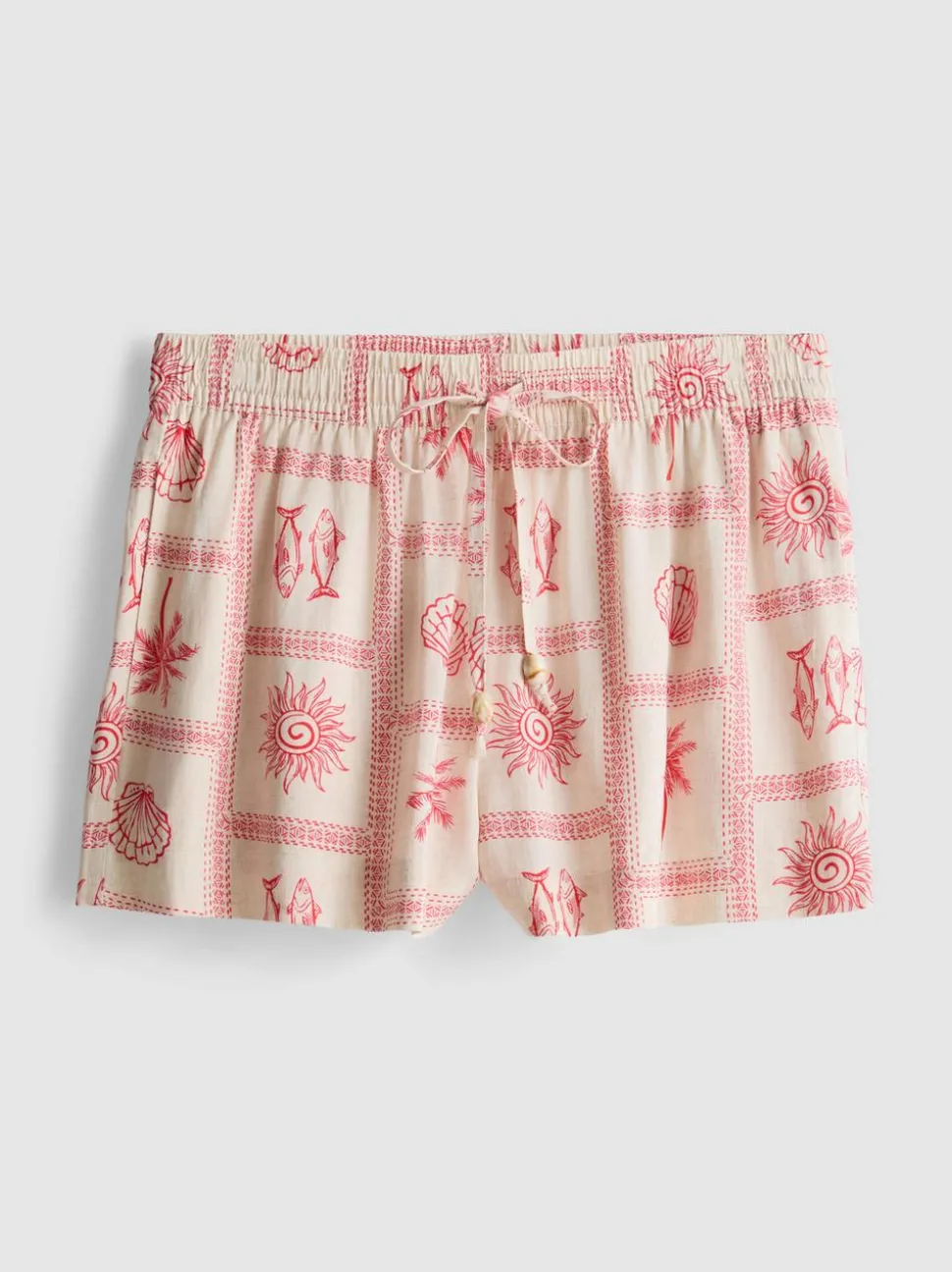 Schlafanzugshorts mit Kordelzug und Kachel-Print