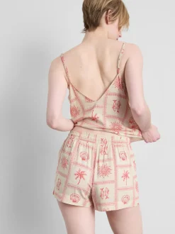 Schlafanzugshorts mit Kordelzug und Kachel-Print