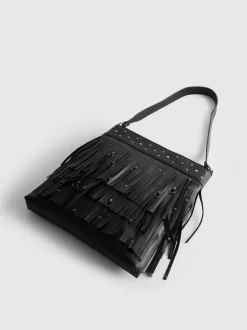 Schultertasche mit Fransen