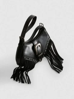 Schultertasche mit Fransen und Schnalle