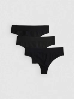 Schwarze, nahtlose Tangas, 3er-Pack